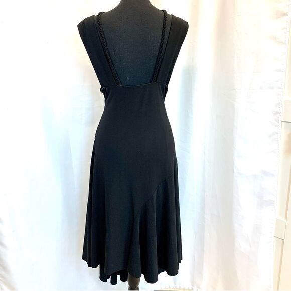 Black V-neck A-line flowy cocktail dress Sz M - Picture 5 of 14